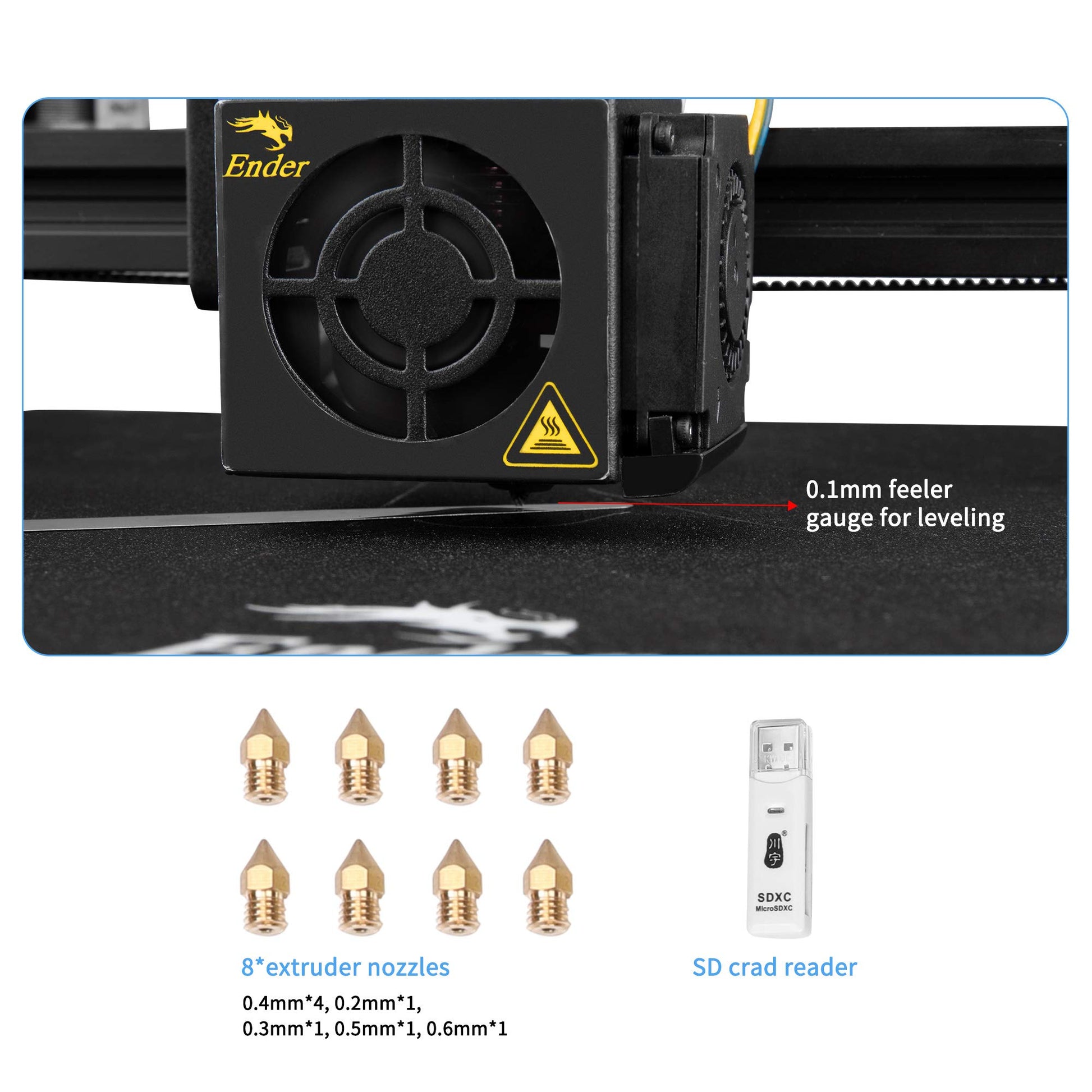 Creality 3D Printer Tool Kit with Case 35Pcs with Cleaners Filament Slicer Print Head Wrench Extruder Nozzles SD Card Reader Starter 3D Printer Accessories ABS Storage Box Tool Set - WoodArtSupply