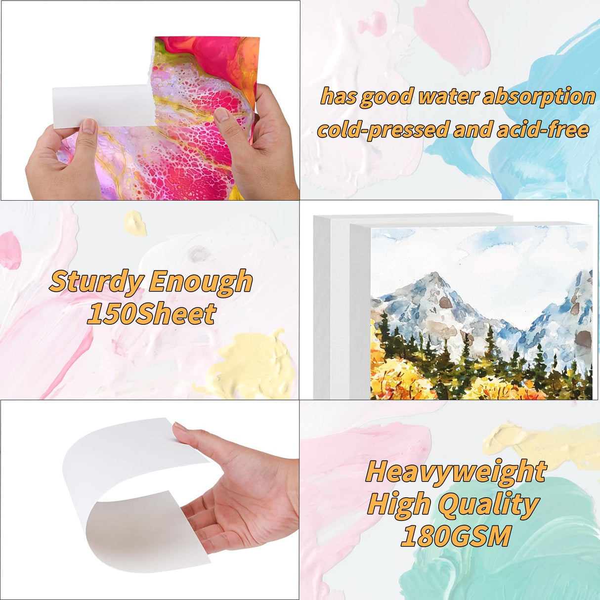 150 Sheets Watercolor Paper Bulk,White Water Color Paper for Kids Child Students Adults Artists Drawing-65LB/180GSM Art Paper-8.5 x 11 inch Painting & Craft Paper, Finger Paints, Watercolor, Tempera Oleitodh