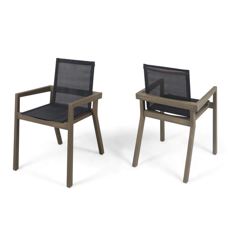 Christopher Knight Home 305156 Jimmy Outdoor Acacia Wood and Mesh Dining Chairs (Set of 2), Gray Finish Christopher Knight Home