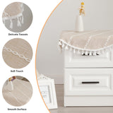 YZKITM Round Rustic Small Tablecloth Washable Striped Jacquard Linen Doily Heavy Weight Farmhouse Style Tassel Table Cover for Kitchen Dining Party Night Tables Decoration 24 Inch Light Coffee YZKITM
