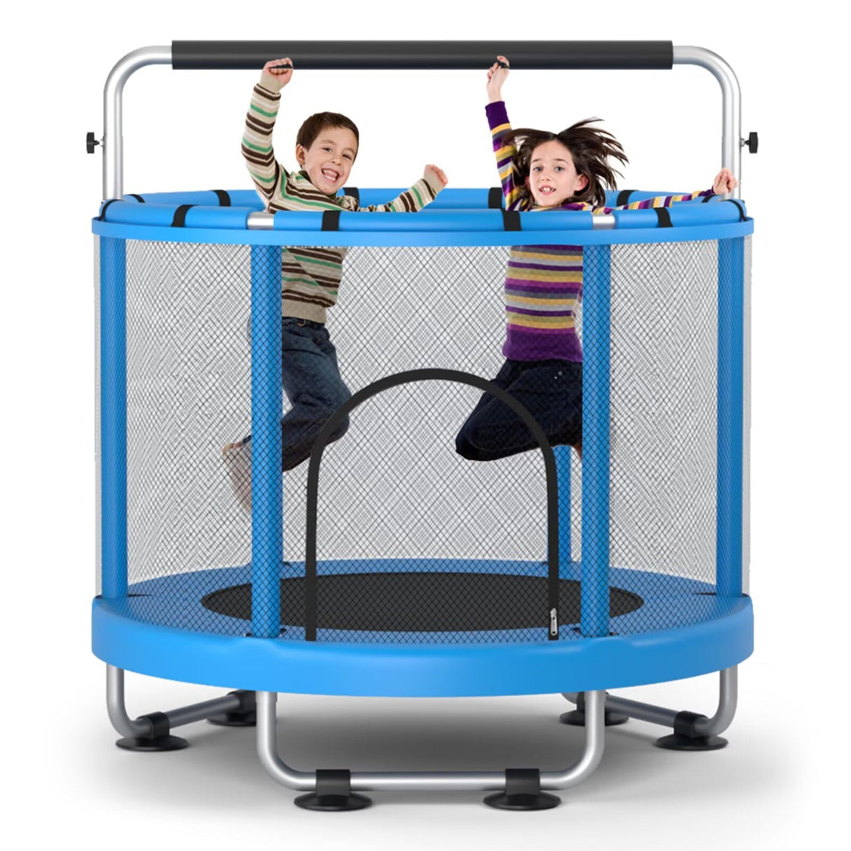 ZCMHAXJ 55" Trampoline for Kids with Enclosure, 440lbs Capacity Indoor & Outdoor Toddler Trampoline with Adjustable Gymnastics Bar & Toys, for Boys & Girls ZCMHAXJ