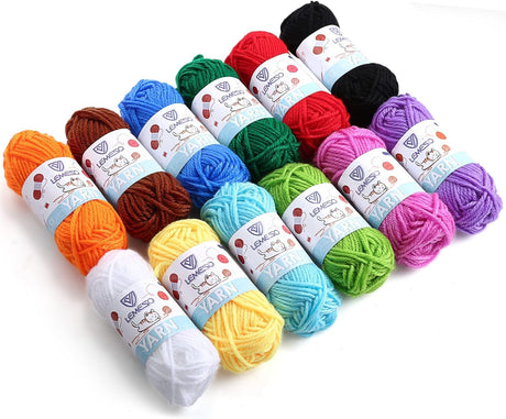 12 x 15g Acrylic Yarn for Crocheting Soft Crochet Thread for Crafts Multicolor Skeins for Knitting DIY Mini Bulk Yarn for Child Gift for Beginners Adults LEMESO