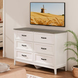 Gizoon 6 Drawer Dresser, 47.2" W Chest of Drawers, Modern Dresser for Bedroom, Wood TV Stand for Living Room, with Smooth Rail, Metal Handles, Anti-tip, for Hallway, Entryway, Grey Gizoon