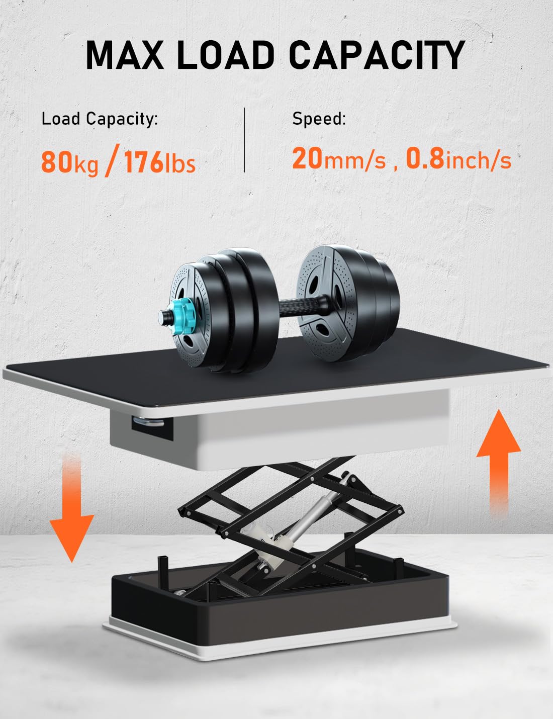 DIHOOL Electric Scissor Lift Table 180Lbs Capacity, 265-1100MM Height Adjustable Lifting Platform DIHOOL