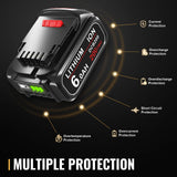 DASNITE 6.0Ah 20V Max Replacement for Dewalt 20V Max Battery Lithium Ion Compatible with Dewalt Batteries DCB200 DCB204 DCB206 DCB201 DCB203 DCD/DCF/DCG Series Cordless Power Tools(2-Pack) DASNITE