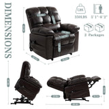 Power Lift Recliner Chair for Elderly, Triple Motor Zero Gravity, Infinite Position, Genuine Leather, Preset Mode Massage&Heating by Remote Control, Lumbar Pillow, USB Port, Side Pockets (Brown) RESTREAL