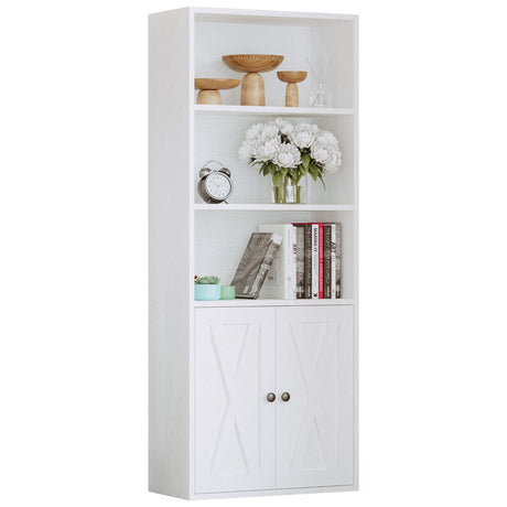 IRONCK Industrial Bookshelves and Bookcases with Doors 11.8 in Depth Floor Standing 5 Shelf Display Storage Shelves Bookcase Home Decor Furniture for Home, Office, Living Room, Bedroom IRONCK