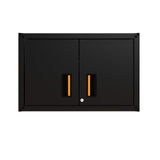 itbe Ready-to-Assemble Floating Garage Storage Cabinet - Wall Mount Garage Cabinet w/Lockable 2 Doors, 44 lbs Shelf Capacity, Removable Shelf, Small Steel Metal Cabinet(Black) itbe