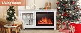 JAMFLY Electric Fireplace TV Stand Wood Mantel for TV Up to 48", Media Entertainment Center Fireplace Console Cabinet w/Storage Bin, Remote Control JAMFLY