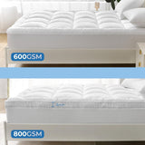 YUGYVOB Queen Mattress Topper -600GSM Extra Thick Cooling & Breathable Mattress Pad with Deep Pocket 8"-21" & Soft Down Alternative Filling, White YUGYVOB