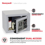 Honeywell Safes & Door Locks - Bolt Down Small Safe Box with Digital Lock for Home - Steel Security Electronic Lock Box - Cabinet & Door Design Safe with 2 Keys - 0.17-Cubic Feet - White - 5005W Honeywell Safes & Door Locks