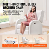 VEVOR Electronic Power Recliner and Swivel Glider, 250 lbs Weight Capacity Swivel Glider Recliner Chair with USB Port, Polyester Surface Swivel Rocker Recliner for Living Room, Bedroom, Off White VEVOR