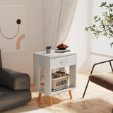 GYIIYUO Nightstands Set of 2 with Fabric Storage Drawer and Open Wood Shelf, Side Table with Storage for Bedroom, Night Stand with Drawer for Bedroom, Bedside Tables - White 24" H GYIIYUO