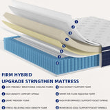 Queen Size Mattress, Upgrade Strengthen, 14 Inch Firm Hybrid Queen Mattress in a Box, Mattress Queen Size With Memory Foam and Independent Pocket Springs, Release Stress, Strong Edge Support EEN EEN SLEEP