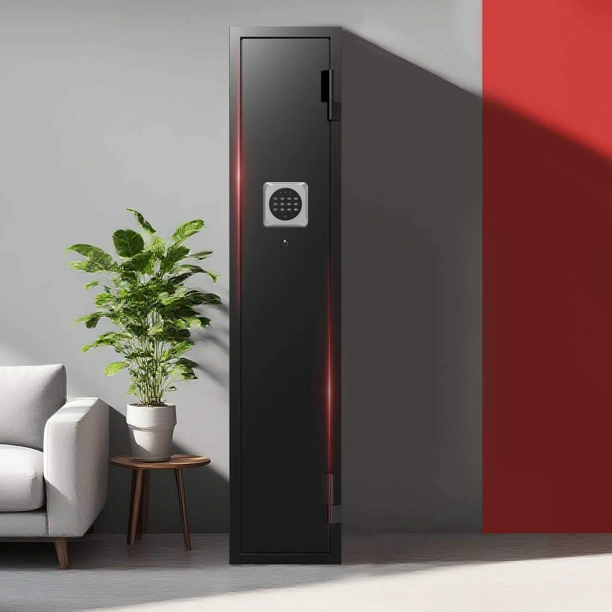 Emasme 2 Gun Safe, Gun Safe for Rifles and Pistols, Quick Access Long Gun Safes for Rifles, Electronic Gun Cabinet with Removable Gun Rack, Pistols Pockets for Home Office Garage (2-3 Guns Safe) Emasme