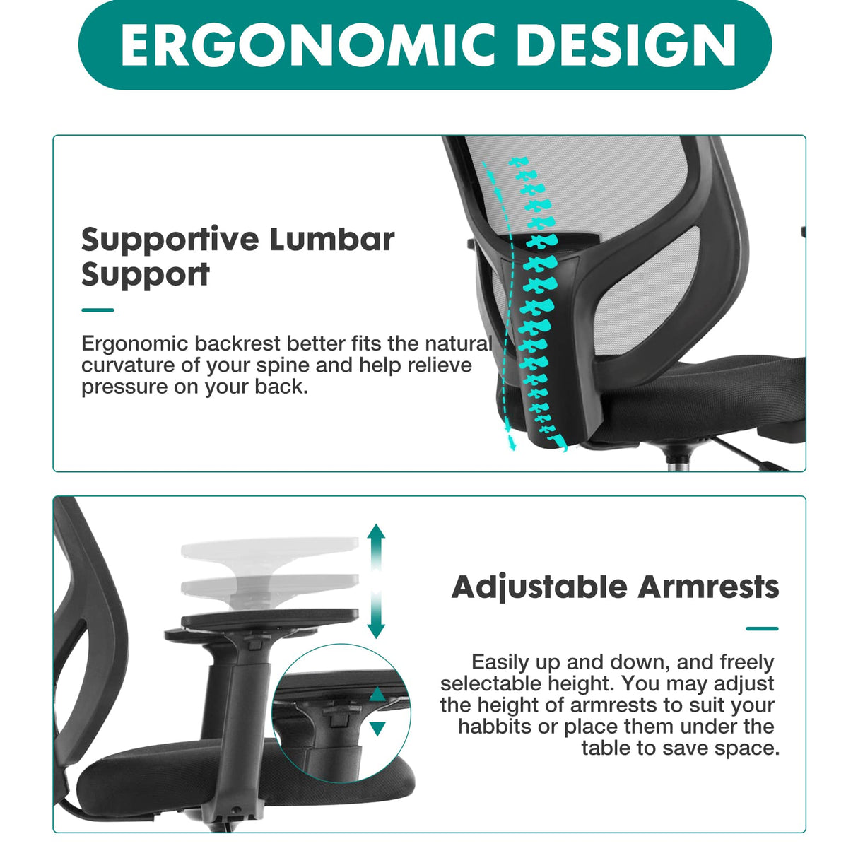 B0B744NKYL– Tall Drafting Chair - Tall Standing Office Desk Chair with Adjustable Foot Ring, Chair with Ergonomic Lumbar Support, Adjustable Height, Breathable Mesh Color: DarkBlack OLIXIS