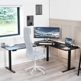 VIVO Electric Corner L-Shaped 75 x 63 inch Standing Desk, Height Adjustable, Memory Controller, Black Top Black Frame, DESK-E3CTB-75 VIVO