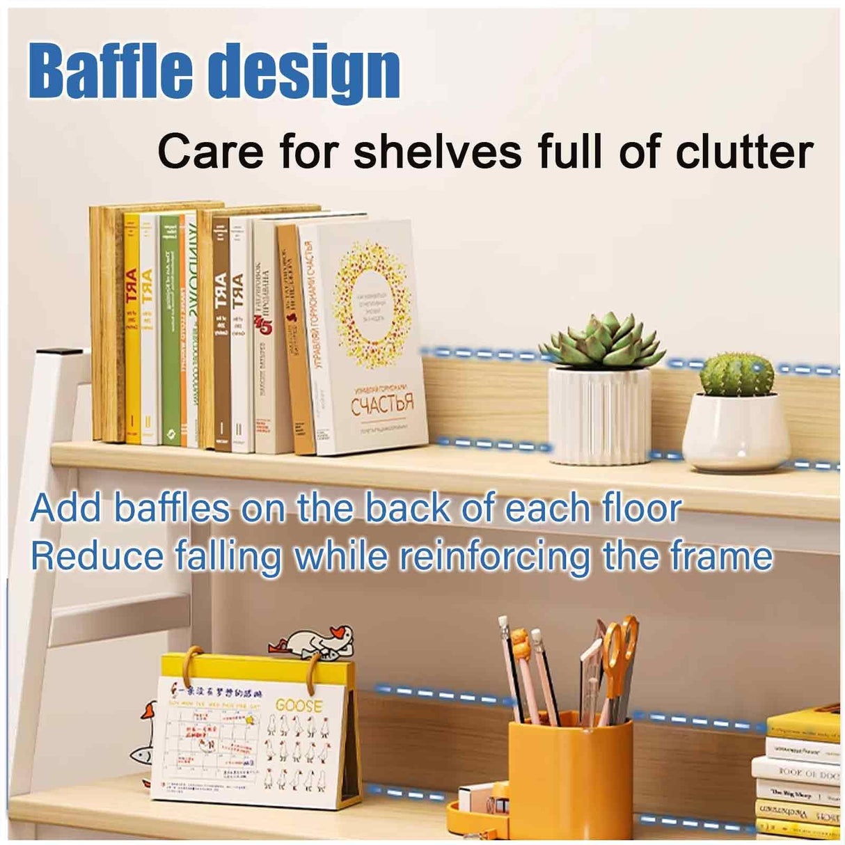 JXCAA Ladder Bookcase for Computer Desk, 2-Tier, 3-Tier, Dorm Room Desk Hutch, Desktop Bookshelf Organizer, Steel Frame, with Installation Tools, Dark Walnut, H 65/90 Cm JXCAA