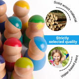 SHIERDU 12 PCS Rainbow Wood Peg Dolls Wooden Pretend Play People Figures for Toddlers Preschool Learning Educational Toys Wooden Toddler Toys for Boys Girls SHIERDU