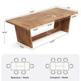 Tribesigns 70.87-Inch Dining Room Table: Wood Large Dining Table for 6-8 People, Rectangular Farmhouse Kitchen Table with Solid Pedestal, Rustic Long Dinner Table for Big Family Tribesigns