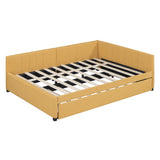 Harper & Bright Designs Full Size Upholstered Daybed with Trundle, Daybed with Wood Slats, Linen Fabric Sofa Bed Frame for Living Room Bedroom (Full, Yellow) Harper & Bright Designs