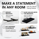 Venusmiles Floating Shelves for Wall, Wall Mounted Shelves with Invisible Brackets, 3 Small Wood Floating Wall Shelf Shelves for Living Room, Bedroom, Kitchen, Bathroom (White, 15" W x 6" D x 1" H) Venusmiles