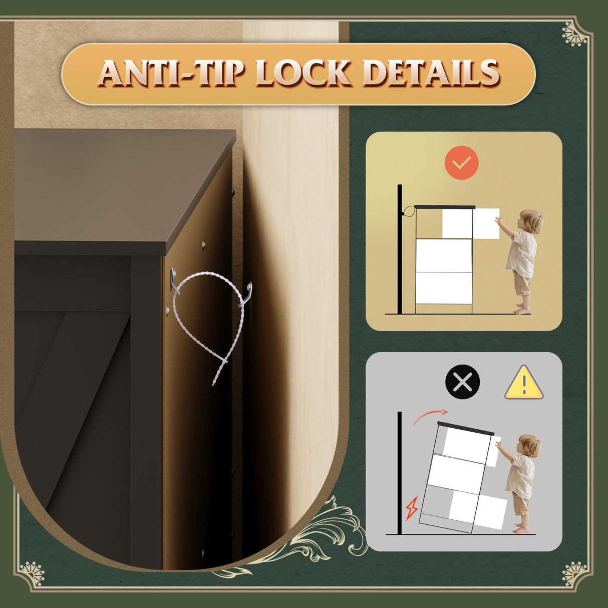 WLIVE Farmhouse 6 Drawer Dresser for Bedroom, 53.07'' Wide Wood Dresser, Black Dresser Storage with Double Rustic Handle, TV Stand for 60 inch TV, Chest of Drawers for Living Room, Hallway WLIVE