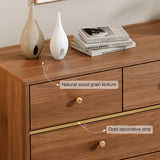 Chrangmay 9 Drawers Dresser for Bedroom,35.4" Tall Wood Rustic Modern Chest of Drawers with Natural Texture,with Anti-Tipping Device, Storage Dressers Organizer for Bedroom, Living Room,Chestnut Chrangmay