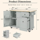 Merax Rolling Kitchen Island Cart on Wheels, Modern Kitchen Storage Cabinet with Drop Leaf & Big Drawers, Portable Island Table with Tower Rack for Dining Living Room, 28" Wide Countertop, Blue Merax