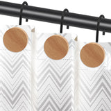 Shower Curtain Hooks, Wood Decorative Shower Curtain Rings, Modern Round Log Shower Curtain Hangers, 12PCS Shower Hooks for Shower Curtain Rod, Bedroom, Living Room (Black) JTDTH