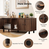 59 Inches Cat Litter Box Enclosure for 2 Cats, Hidden Litter Boxes Furniture with Cat Scratch Pad, Large Indoor Pet House with Double Room, Wooden TV Stand Side Table, Walnut ONBRILL