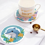AiYuanzsh 4 PCS Diamond Painting Coaster Kits, Animal Dolphin Diamond Art Coasters 5D Diamond Painting Kits for Adults Beginners, Diamond Art Craft Supplies Christmas Gift AiYuanzsh