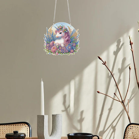 TDFERAN Diamond Painting Pendant Unicorn DIY Diamond Art Ornament Kits Arts and Crafts for Adults Gem Art Hanging for Wall Home Window Decor Paint by Numbers for Abults Painting Art Work TDFERAN