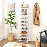 barsone Shoe Rack 10 Tiers, 20-25 Pairs Shoe Organizer Storage Shelf Stand Tower Shoe Rack, Space Saving Shoe Shelves Narrow Free Standing Shoe Rack for Closet Entryway Hallway Apartment Garage(White) barsone