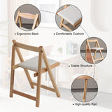 zenHarmet Folding Dining Chairs with Cushion, Padded Folding Chairs Lightweight, Modern Folding Patio Chairs, Wooden Dining Chairs, Foldable Chairs Set of 2 for Camping, Picnic, Office, Party (Wood) zenHarmet