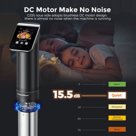 KitchenBoss WIFI Sous Vide Cooker: Ultra-Quiet Sous-vide Cooking Machine 1100 Watts Stainless Steel Immersion Circulator for Kitchen with TFT Preset Recipes, Black KitchenBoss