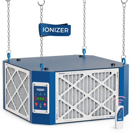 AlorAir 360 degree Intake Air Filtration System - (1350 CFM) with Strong Vortex Fan, Built-in Ionizer, Shop Dust Collector for Woodworking Shop, ALORAIR