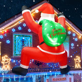6FT Christmas Inflatable Decorations Hanging Santa Built-in Bright LEDs, Climbing Santa Claus with Gift Bag Christmas Roof Blow Up Yard Inflatables Decoration for Window Wall Outdoor Xmas New Year zukakii