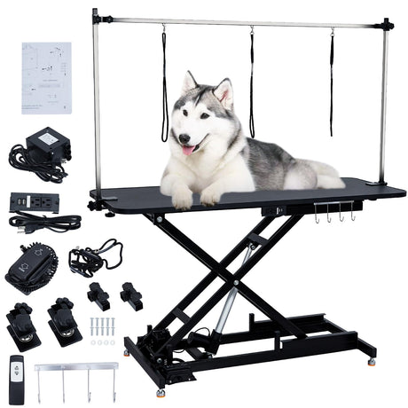 48" Electric Dog Grooming Table, Height Adjustable 9" to 39", Heavy Duty Pet Grooming Table with Tool Organizer, Large Dog Grooming Station for Pets Bathing Drying, Capacity Up to 350Lb Hipicute
