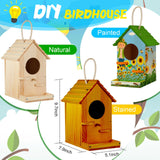 Liliful 4 Pack Birdhouse Kit DIY Wooden Bird House with Paint and Paintbrushes Arts and Crafts Painting Kits for Boys Girls Adults Build Paint Fun Classroom Birthday Indoor Outdoor Craft (Cute) Liliful