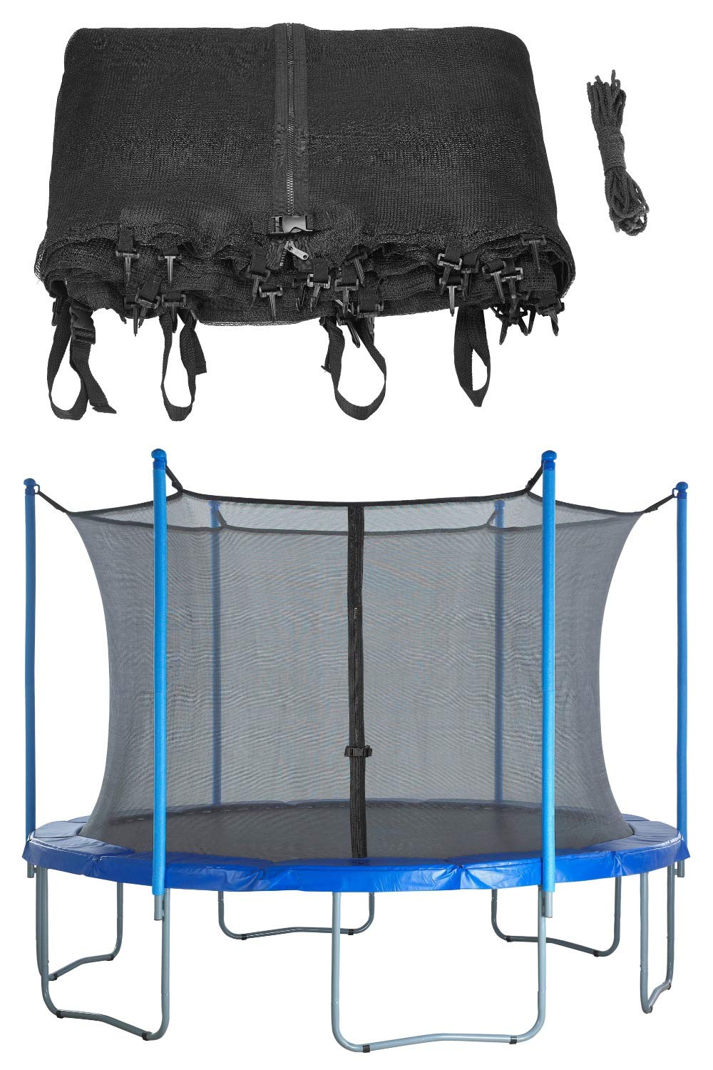 Machrus Upper Bounce Trampoline Net Replacement 7.5FT 8FT 9FT 10FT 12FT 13FT 14FT 15FT 16FT- Safety Net for Straight Poles/Arches Round Trampoline (6 Poles (or 3 Arches), 16 Foot Frame) Upper Bounce