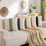 DBoer Brown Boho Cotton Throw Pillow Covers 18x18 Inch Rustic Farmhouse Decorative Pillowcases Retro Macrame Woven Square Cushion Cases for Sofa Couch Bed Living Room Home Decor Set of 2 DBoer