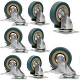 8 Packs 3 Inches (4 with Brakes, 4 Without),360 Degree Swivel Caster Wheels Set,KINJOEK Polyvinyl Chloride Caster Wheels with Brakes for Carts, Furniture, Workbench, Trolley, 880lb Total Capacity,Gray KINJOEK