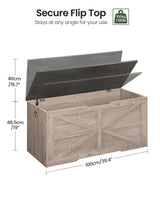 CHOEZON Storage Chest, 39.4" Wooden Storage Trunk, Retro Storage Bench with Safety Hinge, Toy Chest Storage, Farmhouse Style, for Bedroom, Living Room, Charcoal Gray and Greige MCW10HC CHOEZON