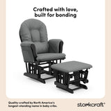 Storkcraft Premium Hoop Glider & Ottoman (Black with Gray) — GREENGUARD Gold Certified, Solid Wood Craftsmanship, Convenient Storage Pockets, Smooth-Gliding Chair for Nursery, Multi-Award-Winning Storkcraft