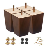 SHANJUE Wood Furniture Legs 4 inch Sofa Legs Set of 4,Square Brown Couch feet,Mid Century Chair Legs,Replacement Couch Legs, for Dresser Legs Sideboard Recliner Coffee Table SHANJUE