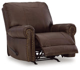 Signature Design by Ashley Colleton Classic Leather Match Upholstered Manual Recliner with Nailheads, Dark Brown Signature Design by Ashley