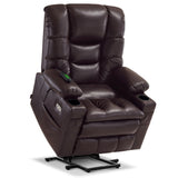 MCombo Dual Motor Power Lift Recliner Chair with Massage and Dual Heating, Adjustable Headrest for Big and Tall Elderly People, Faux Leather 7634 (Dark Brown, Large-Regular) MCombo