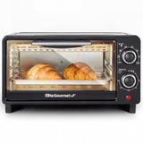 Elite Gourmet ETO490 9L/4 Slice Countertop Toaster Oven with 30-Minute Timer, Adjustable Temperature Control, Includes Baking Pan and Wire Rack, Bake, Broil, Toast, Black Elite Gourmet