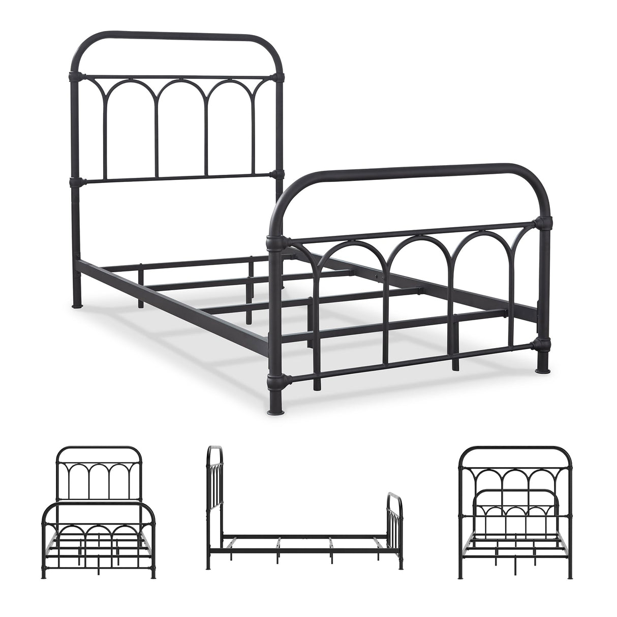 Signature Design by Ashley Nashburg Farmhouse Industrial Twin Metal Bed with Powdercoated Finish, Matte Black Signature Design by Ashley